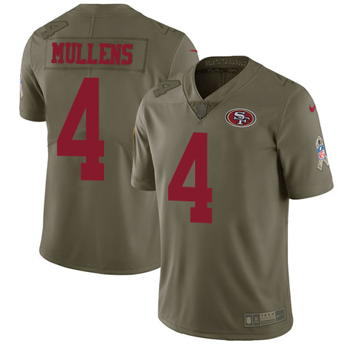 San Francisco 49ers Limited Olive Men Nick Mullens NFL Jersey #4 2017 Salute to Service->women nfl jersey->Women Jersey